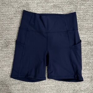 Fabletics Navy High-Rise Bike Shorts